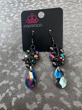 Paparazzi Multicolor Iridescent Teardrop Cluster Earrings